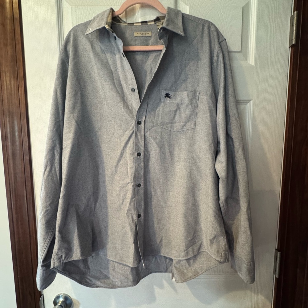 Burberry Light Gray Casual Button-Down Shirt